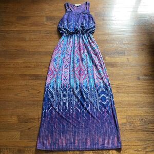 Pink Republic Purple, Pink, Blue and White Patterned Maxi Dress
